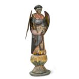 A carved and polychrome painted model of a saint, probably 19th century,