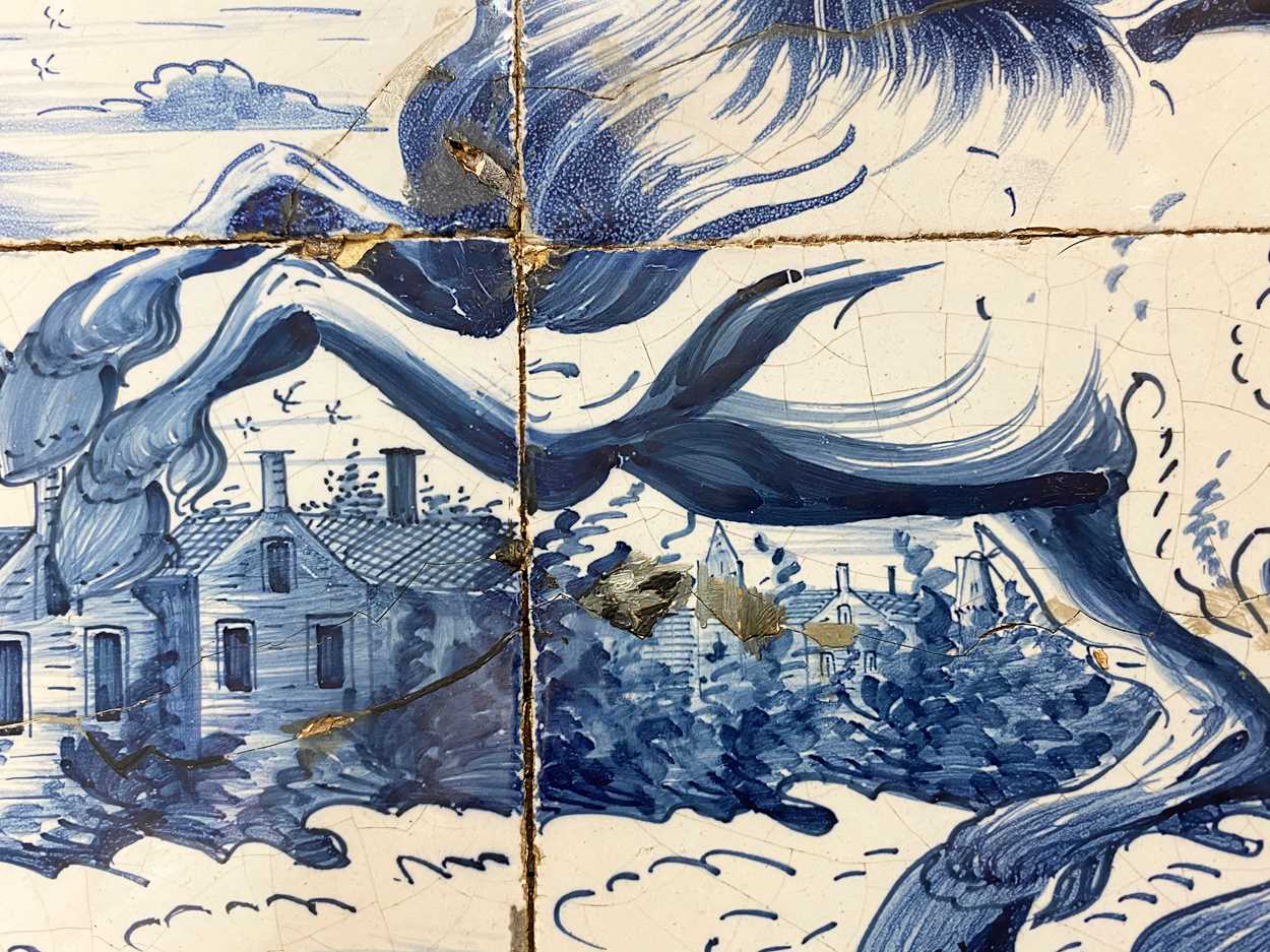 A Delft blue and white panel of six tiles, - Image 7 of 9