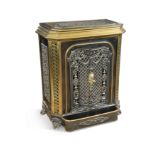 An ornate Belgian iron and brass fire stove, 19th century,