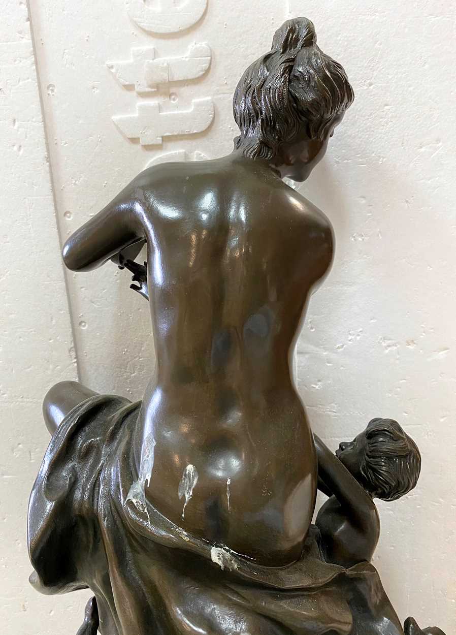 After Claude Michel Clodion (1738-1814), a bronze group entitled 'Bacchante & Faunes', - Image 8 of 9