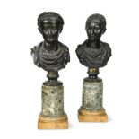 A pair of Italian bronze busts of Emperors, 19th century,