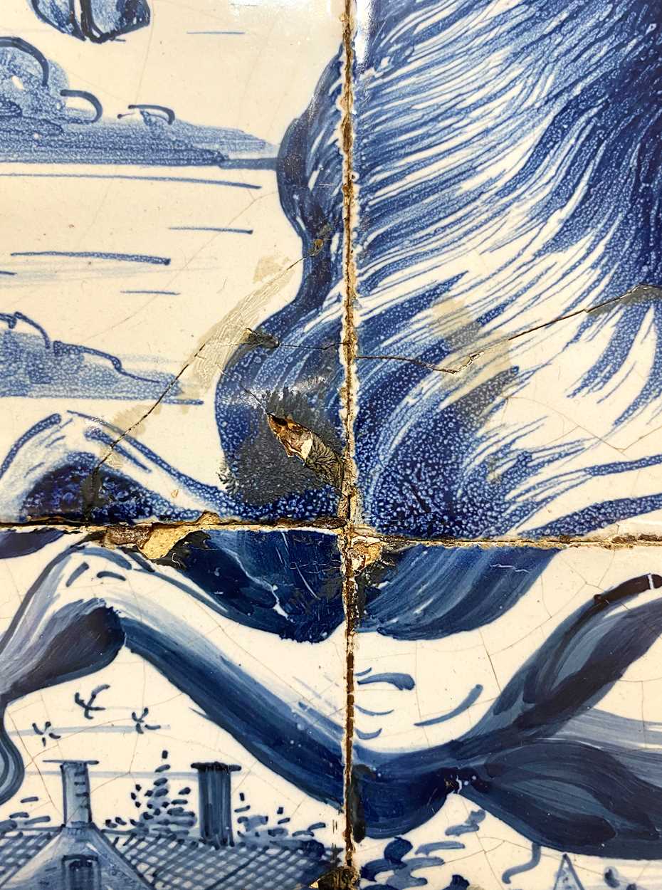 A Delft blue and white panel of six tiles, - Image 3 of 9