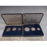 Two cased sets of Prince Charles investiture coins 1969, 128g in total
