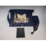 Two Freemasons aprons, with two jewels