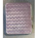 A silver and enamel pocket cigarette case, decorated on both sides with lilac guilloché enamel,