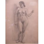 Anna Ivanov Akishina (Ukranian), three framed nude pencil drawings, two depicting the same woman,