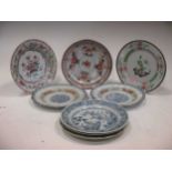 A mixed assortment of mainly Chinese 18th and 19th century porcelain side plates (most chipped) (8)