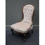 A Victorian mahogany frame button back chair 98 x 60 x 57cm