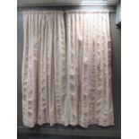 A pair of verticle striped cream coloured curtains (lined) each curtain measures approximately 100cm