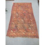 A Khamseh 'morger an child boteh' design rug with stepped border and subsidaty border 265x145cm (