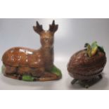 A Michel Caugant tureen, modelled as a deer; a tureen and cover modelled as a cacao (2)