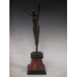 After Demetre Chiparus, Egyptian Dancer, bronze on a stepped tapering marble base, incised D