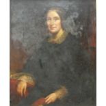 A 19th century portrait of a lady, oil on canvas laid on board, 100 x 80cm