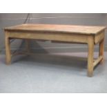 A 19th century pine Auvergne farmhouse table, with two end drawers 79cm x 192cm x 89cmCondition