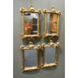 Two pairs of small modern gilt wall mirrors, 61 x 40cm (4)