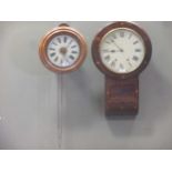 A postman's alarm wall clock, a Vienna type drop dial wall clock and a small filt timepiece (3)