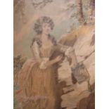A collection of six George III silk and longstitch needlework pictures comprising: A pair