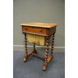 A 19th century mahogany and marquetry inlaid work table, 76 x 54 x 44cm