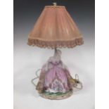 A Kittinger painted Japanese style composite lamp base and a modern Italian ceramic crinoline lady