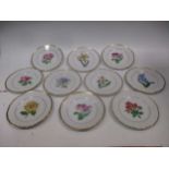 A set of fourteen Augarten Wien porcelain botanical plates, each titled to the reverse