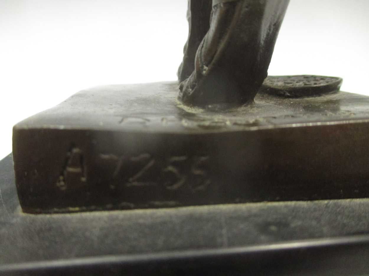 After Demetre Chiparus, Egyptian Dancer, bronze on a stepped tapering marble base, incised D - Image 4 of 4