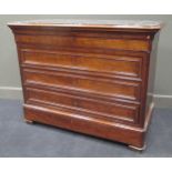 A Continental three drawer chest with marble top 97 x 125 x 55cm