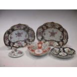 Four 18th century Worcester porcelain dishes, including a pair of kidney shape bowls decorated