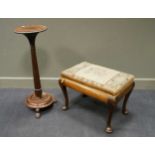 A late Victorian mahogany torchere stand, 87 x 30cm, together with a Victorian mahogany stool with