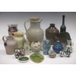 A collection of Studio ceramics, including a Mary Rich vase, four Roger Michell miniature teapots