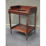 A George III mahogany two tier washstand on turned tapering legs 86 x 66.5 x 50.5cm