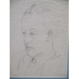 Pencil drawing of a young man, 20th century, 25 x 18.5cm, 37.5 x 30.5cm framed