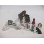 Model dogs. KPM dog on oval base, Royal Worcester bull dog, Rosenthal spaniel, 3 others, a sheep,