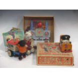 Collection of Japanese and other part tinplate toys, including flying saucer, Dan Dare Radio