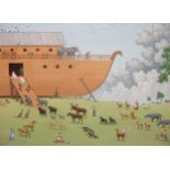 Susan Slyman (20th century) Noah's Ark signed oil on canvas 59 x 90cm