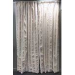 A pair of verticle striped cream coloured curtains (lined) each curtain measures approximately