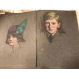 Two 1920s stylish head portraits,