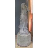 A Haddonstone composite garden statue of Venus on an octagonal base, figure measures 85cm high,