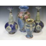 A collection of Royal Doulton ceramics including a pair of bottle neck vases (1 A/F), a large vase