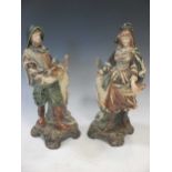 A Pair of Antique Julius GRIENER Austrian majolica figures