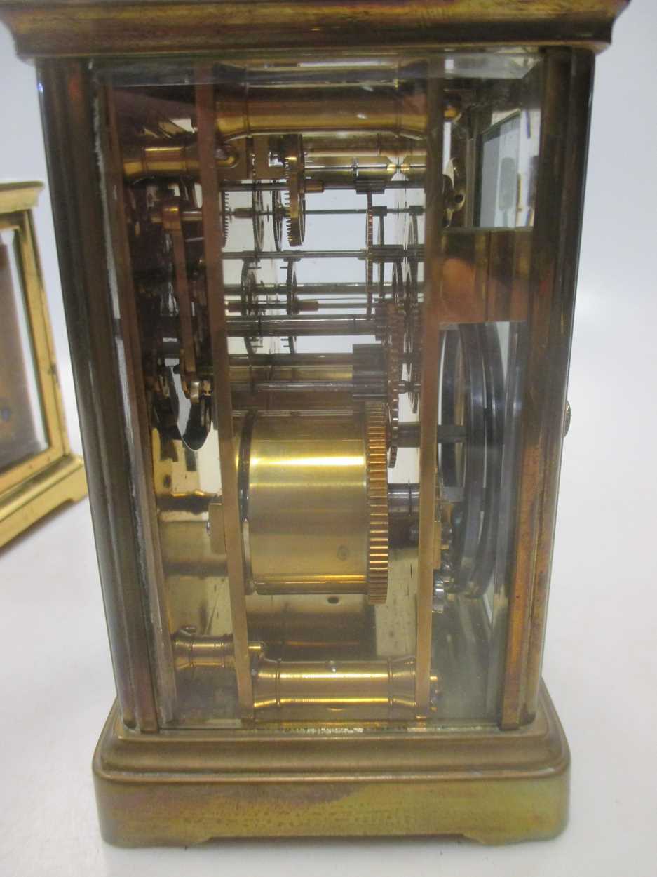 An Edwardian brass carriage clock, 13cm high and a mid 20th century carriage clock (2)Footnote: - Bild 2 aus 6