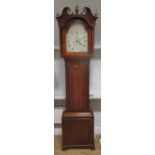 A George III oak and mahogany longcase clock, the enamelled dial inscribed 'Hampton, Prince &