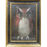 Eleanor Barry Lowman, Baby screach owl, oil on canvas laid to board 17 x 11.5cm, R. M. McDonnell "69