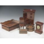 A miniature walnut faux chest of drawers (now as a money box), a Sorrento ware octagonal box, a