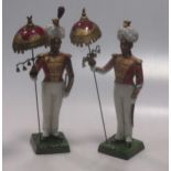 A pair of Sitzendorf figures of Coldstream Guards, 31cm highFootnote: Provenance: Julians Park,