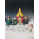 Barker Bros "Fiesta" part coffee set together with various pottery and porcelain, and a pair of