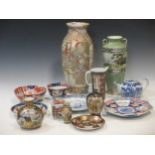 A collection of 19th century Meiji and later Japanese Satsuma Arita Fukagana pieces