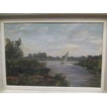 Sidney Pike (1858-1925) A lake scene signed to the reverse oil on canvas 42 x 61cm