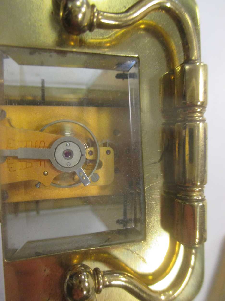 An Edwardian brass carriage clock, 13cm high and a mid 20th century carriage clock (2)Footnote: - Bild 5 aus 6