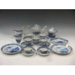 A collection of Newhall 'Twisted Tree' pattern tea wares, to include a teapot and cover, sucrier and