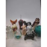 A collection of ceramics and glass to incllude a Lladro seated polar bear, Royal Doulton bride and